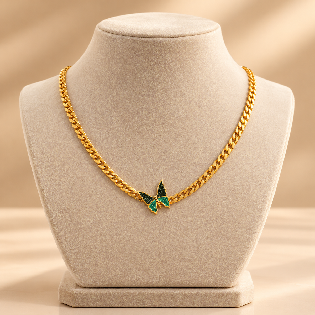 Emerald Butterfly Link Necklace