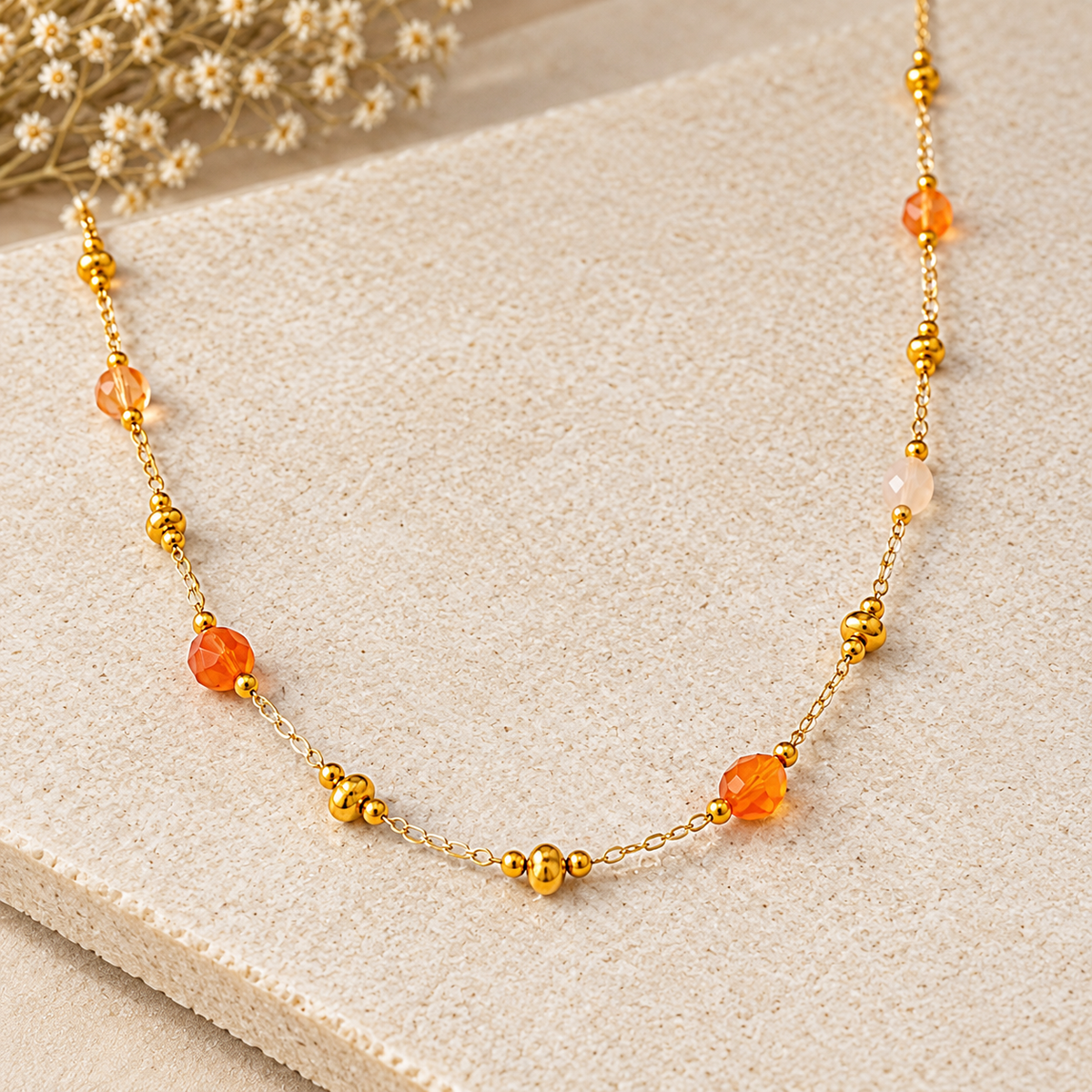Amber Petal Station Necklace