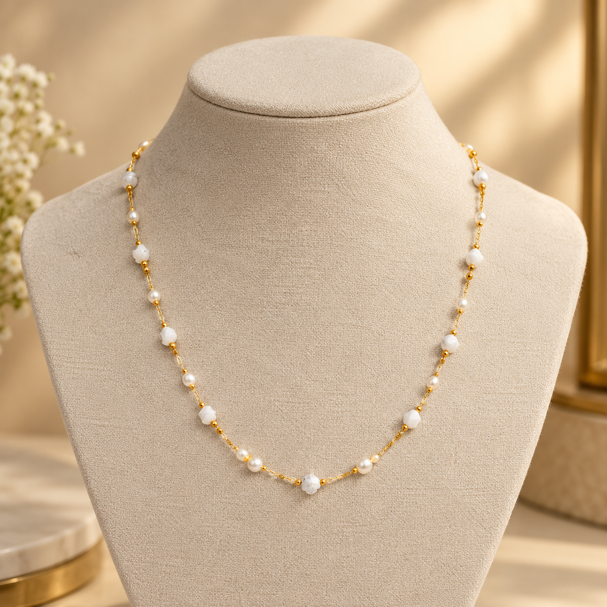 Moonlit Pearl Constellation Necklace