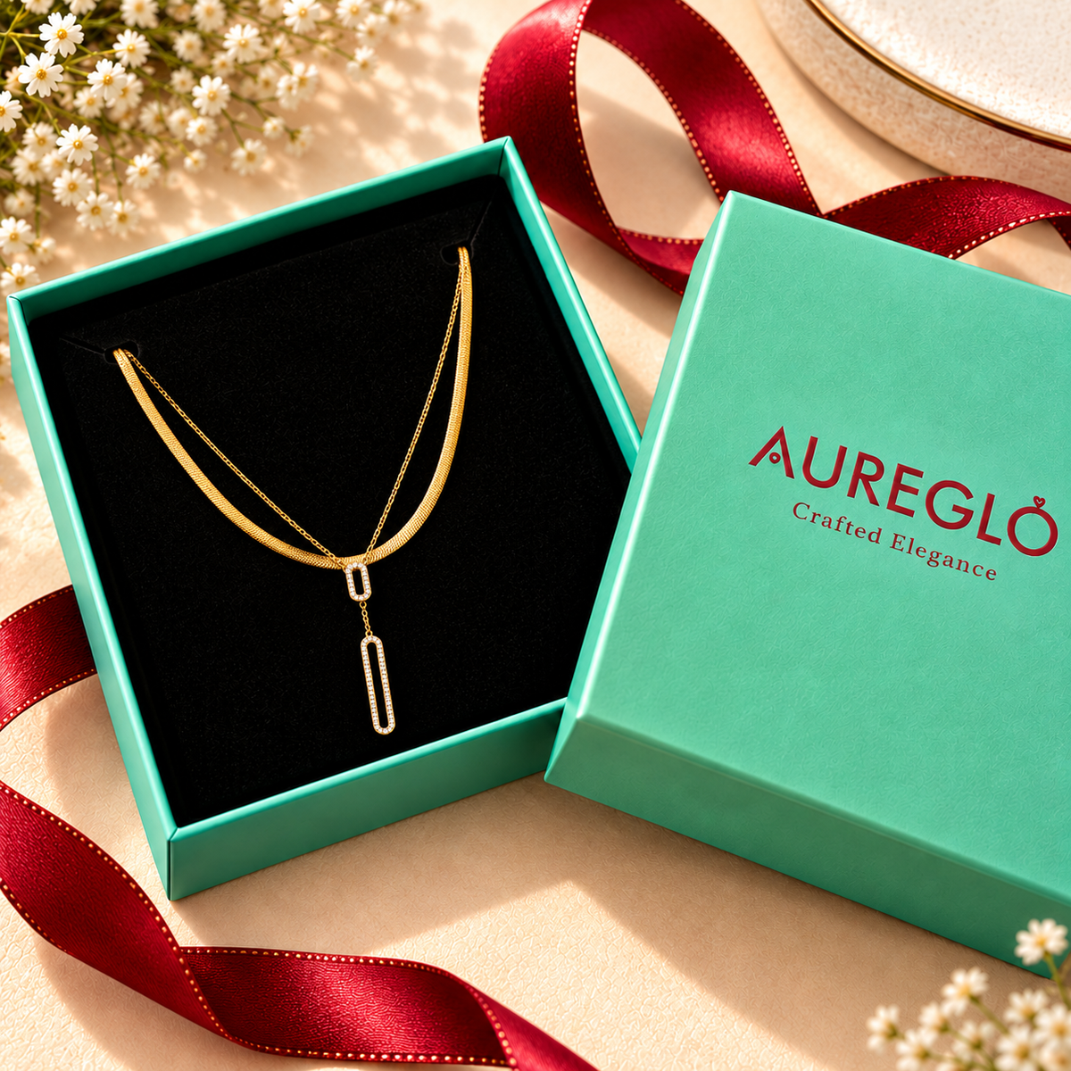 Zircon Drop Bar Necklace