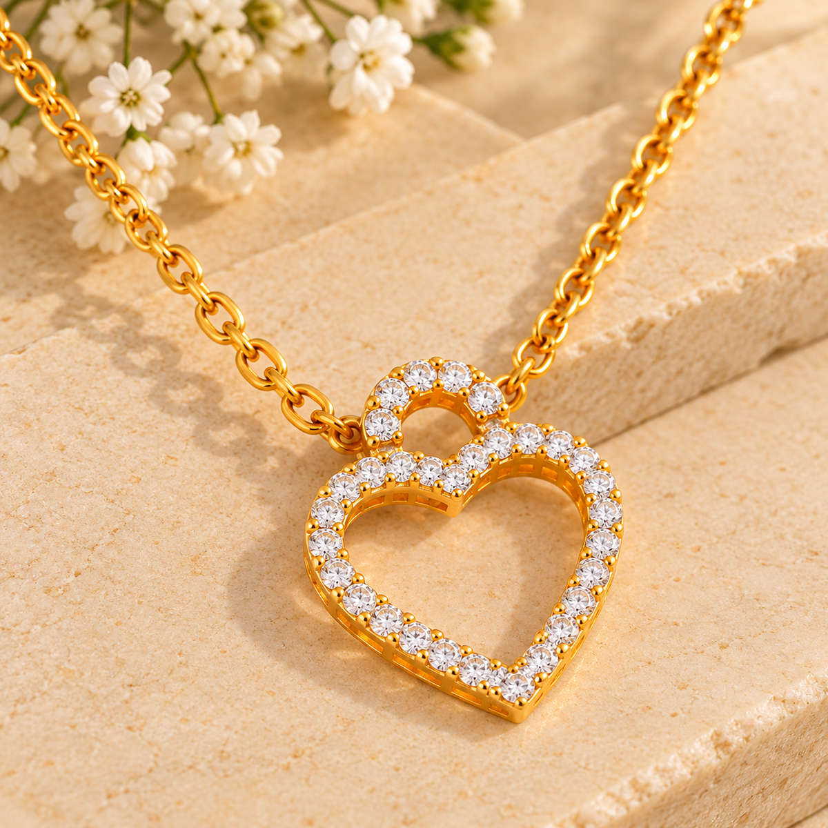 Open Heart Zircon Necklace