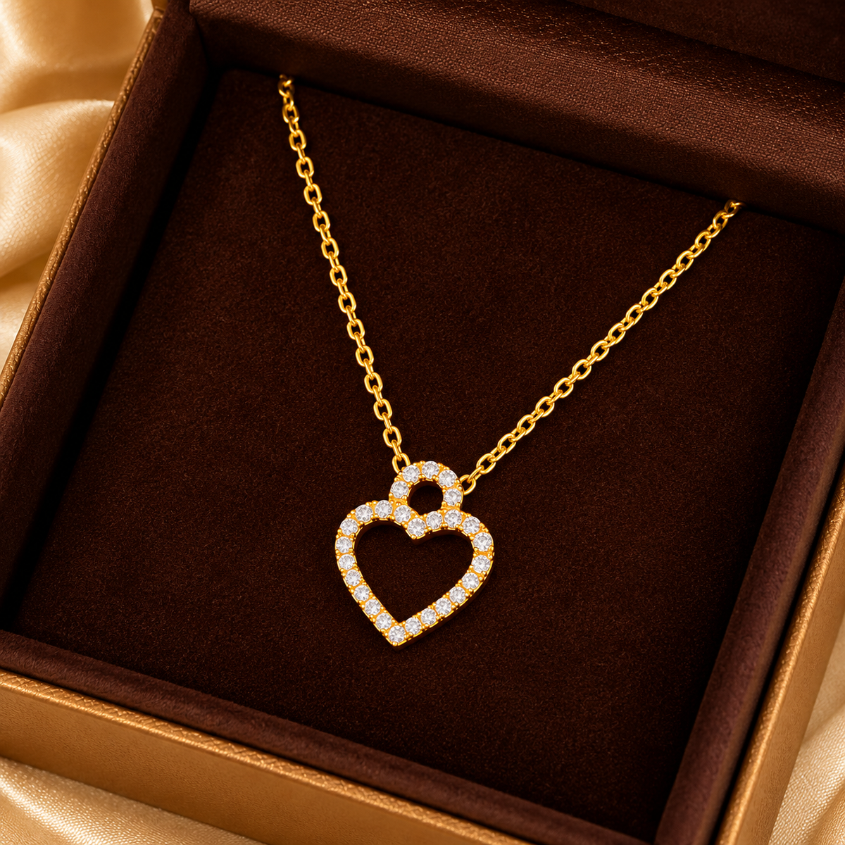 Open Heart Zircon Necklace