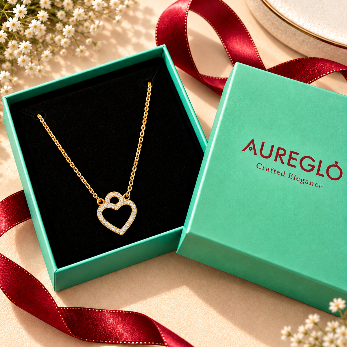 Open Heart Zircon Necklace
