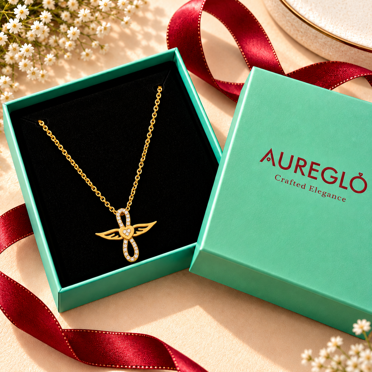 Winged Heart Zircon Necklace