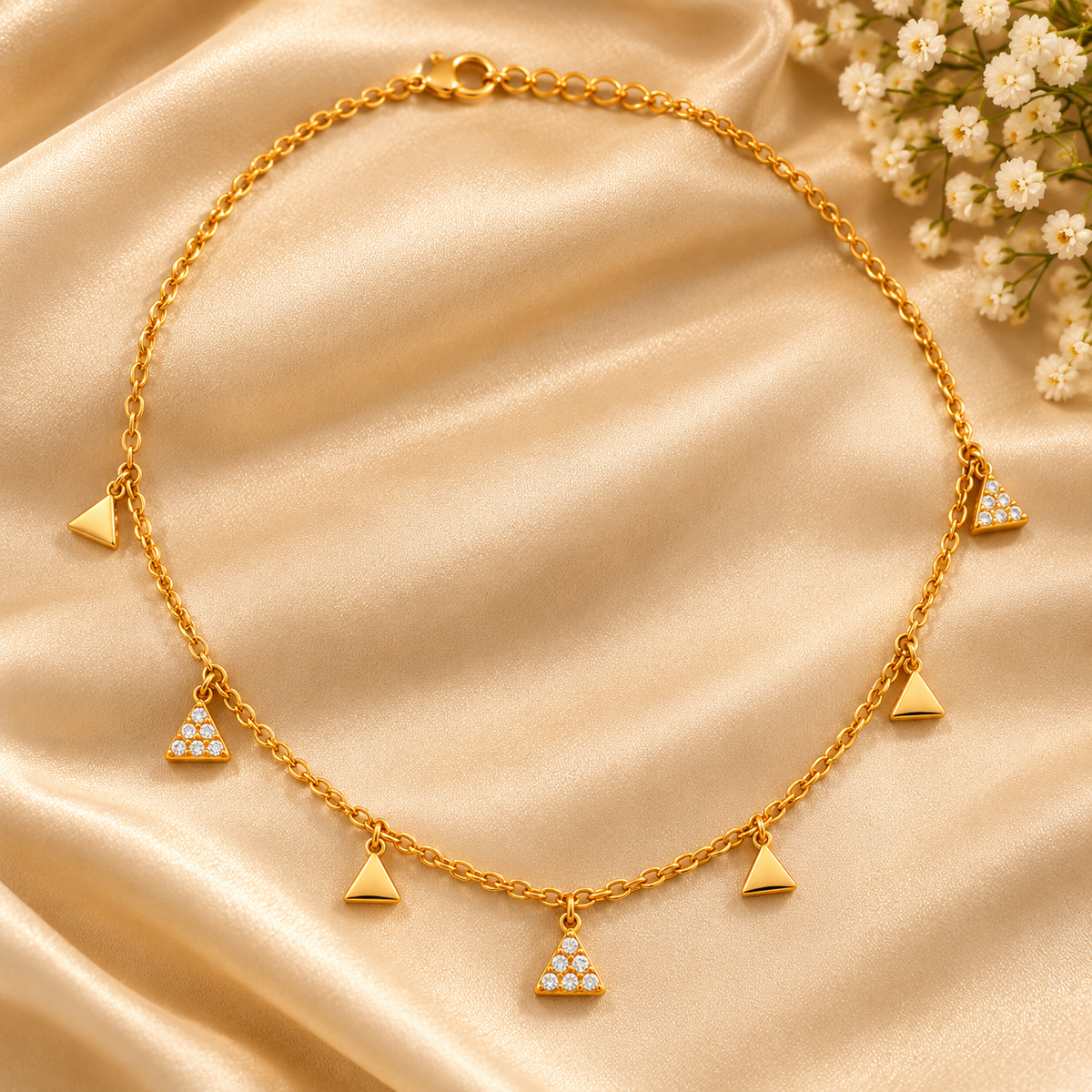 Zircon Triangle Charm Necklace