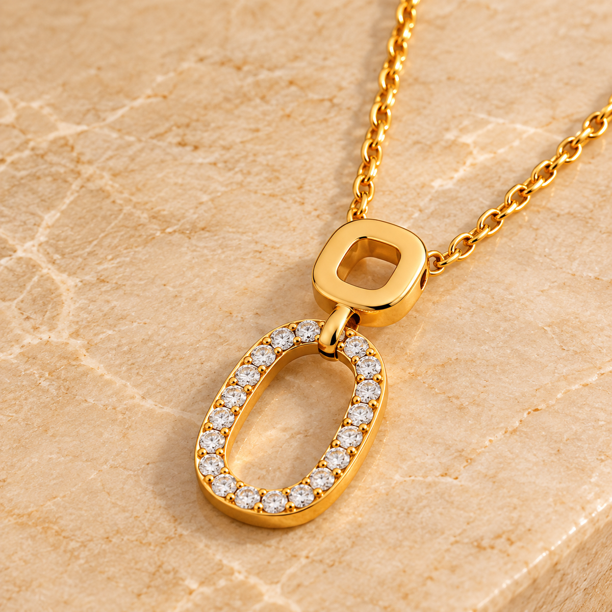 Double Oval Zircon Necklace