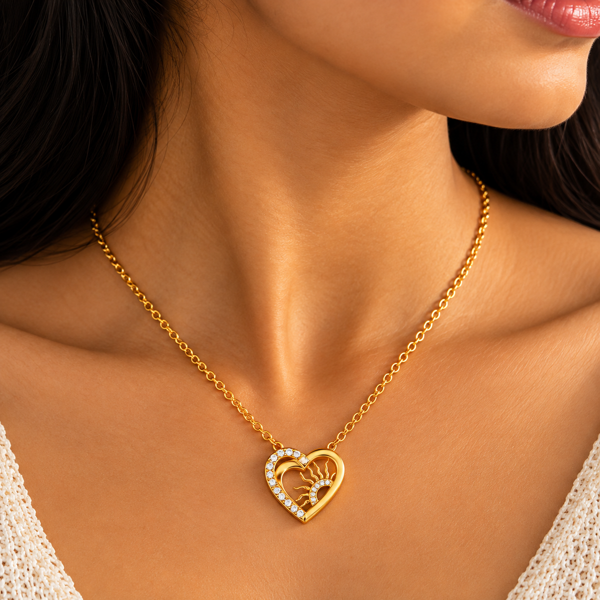 Heart Embrace Zircon Necklace