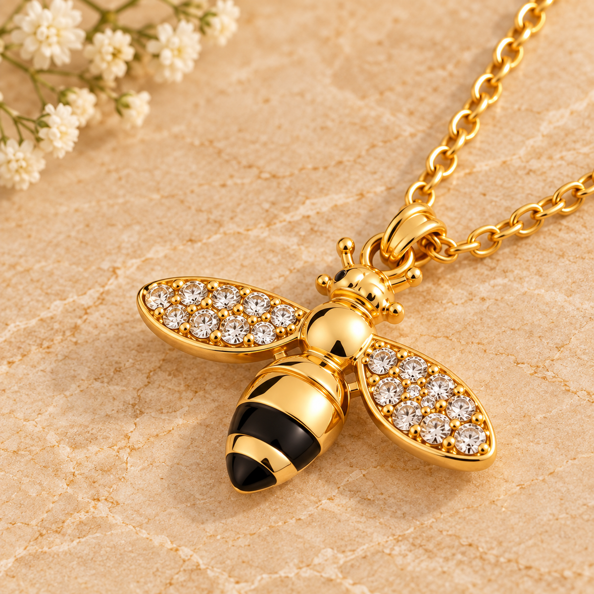 Bee Zircon Pendant Necklace