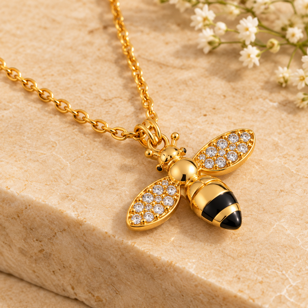 Bee Zircon Pendant Necklace