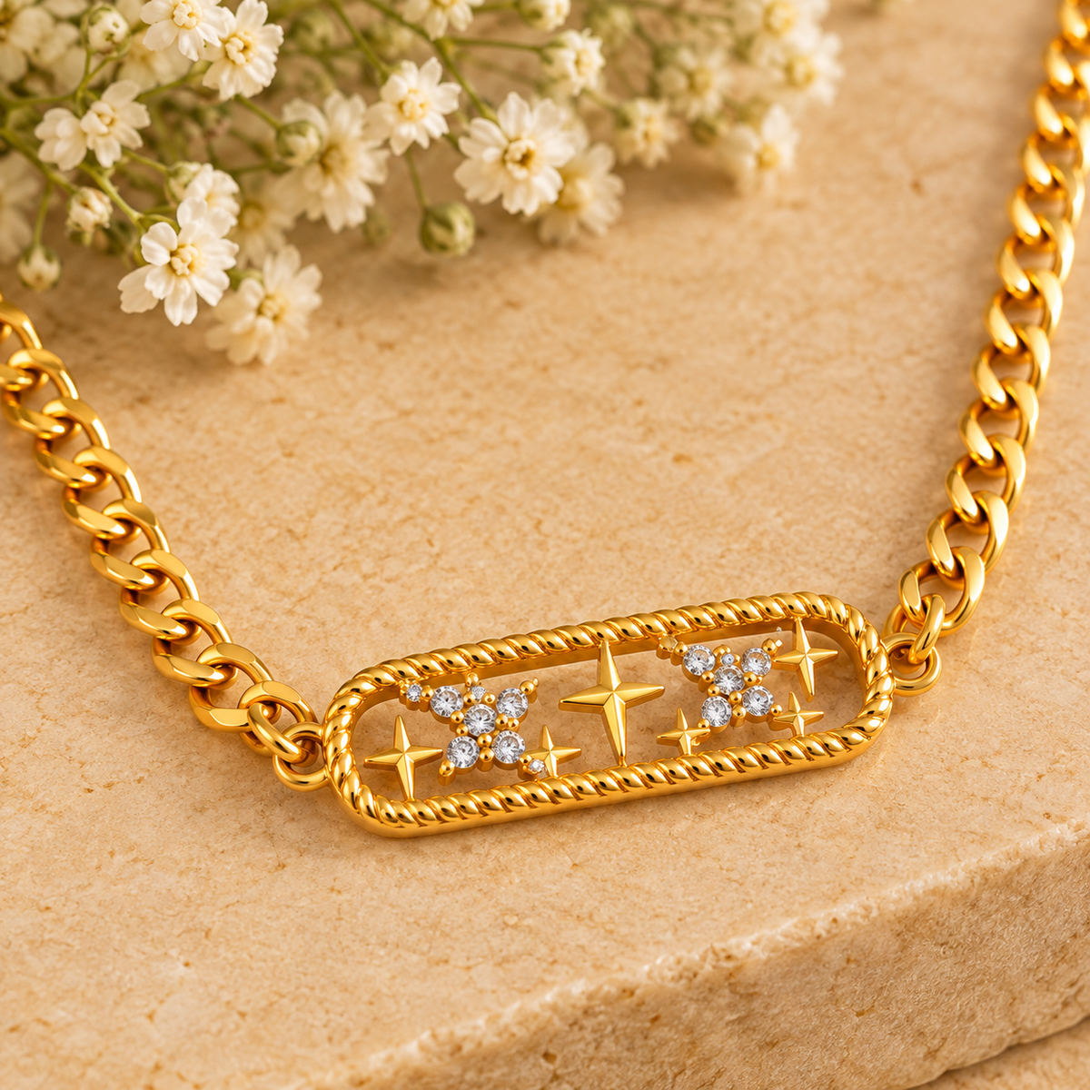 Cross Zircon Link Necklace