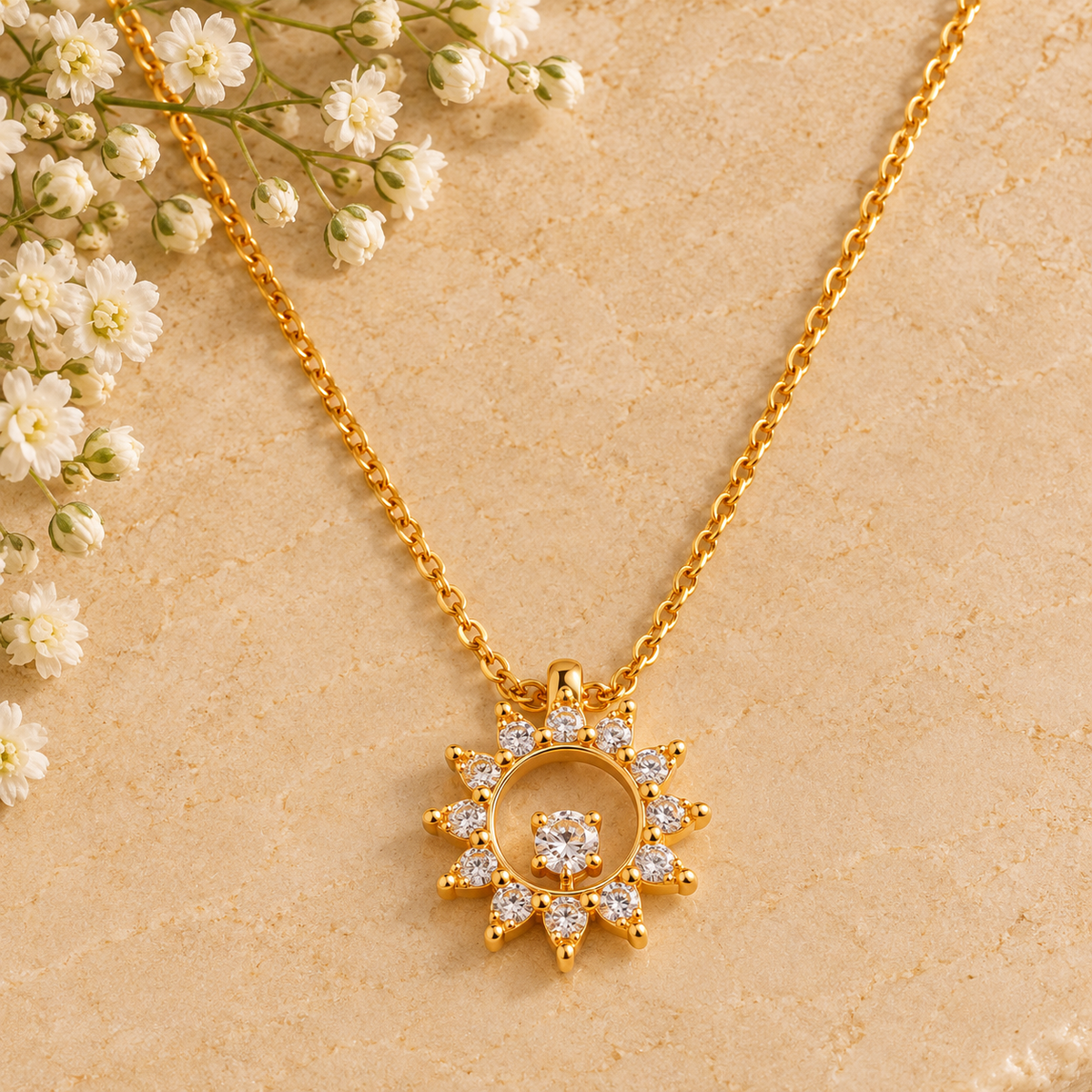 Sunburst Zircon Necklace