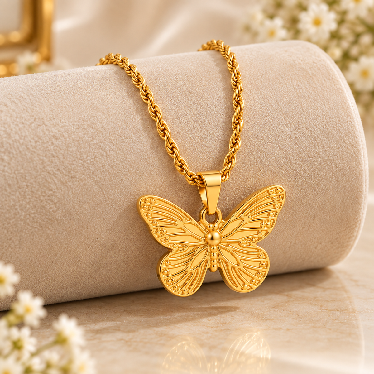 Golden Butterfly Pendant Necklace