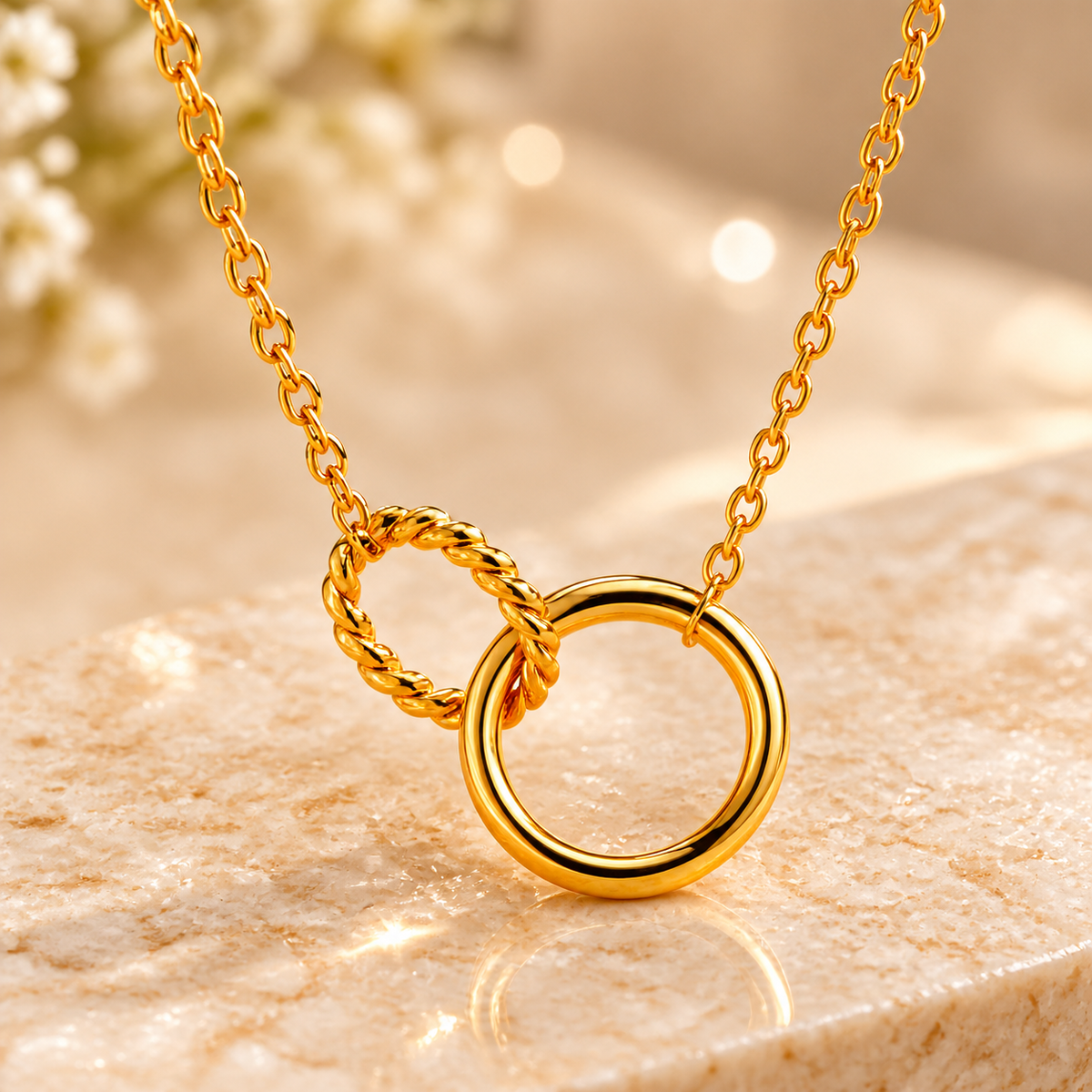 Linked Circle Pendant Necklace