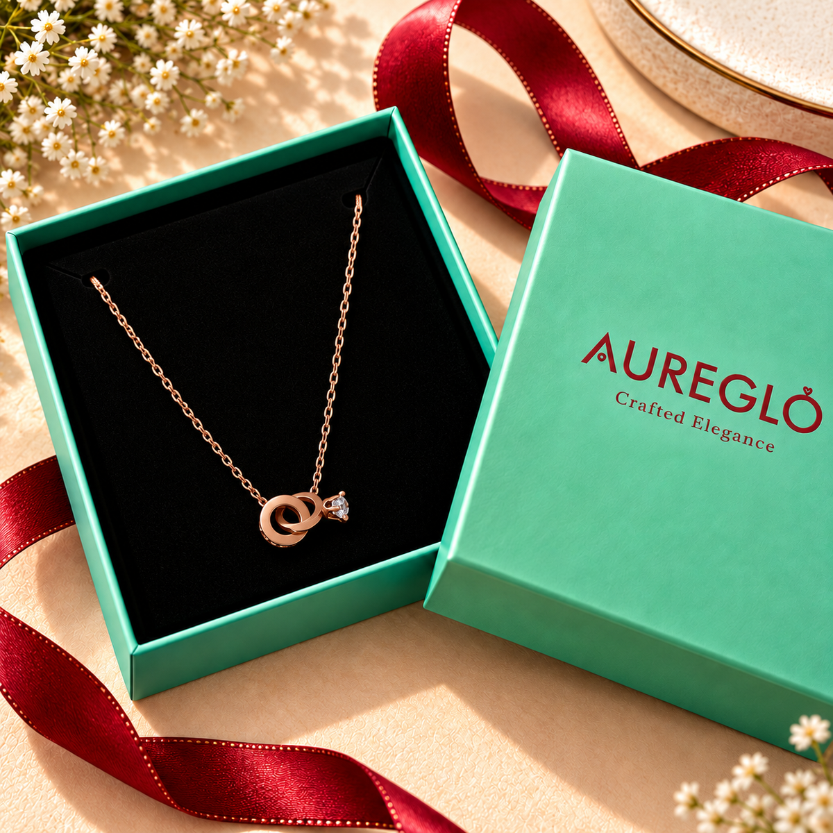 Rose-Gold Interlocking Loop Necklace