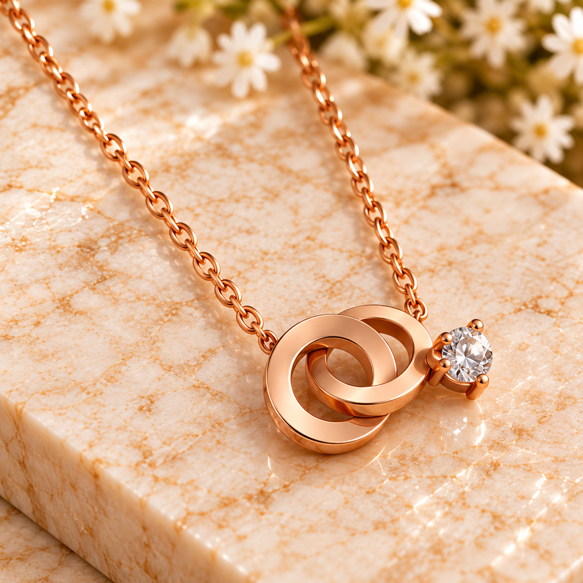 Rose-Gold Interlocking Loop Necklace