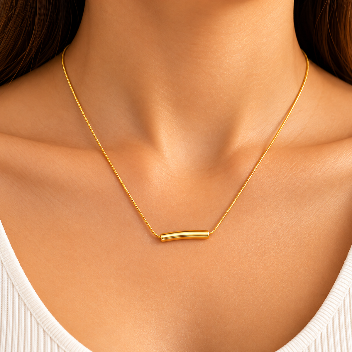 Sleek Curved Bar Necklace