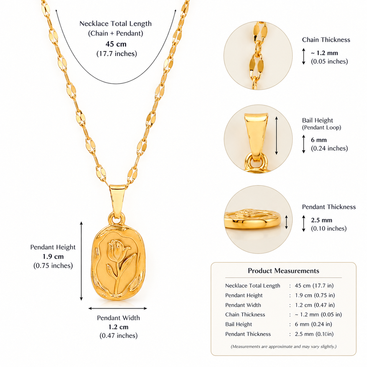 Golden Rose Medallion Necklace