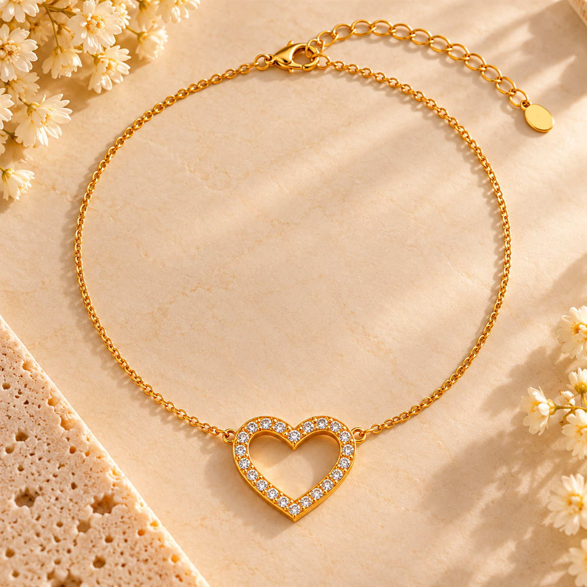 Crystal Heart Outline Necklace