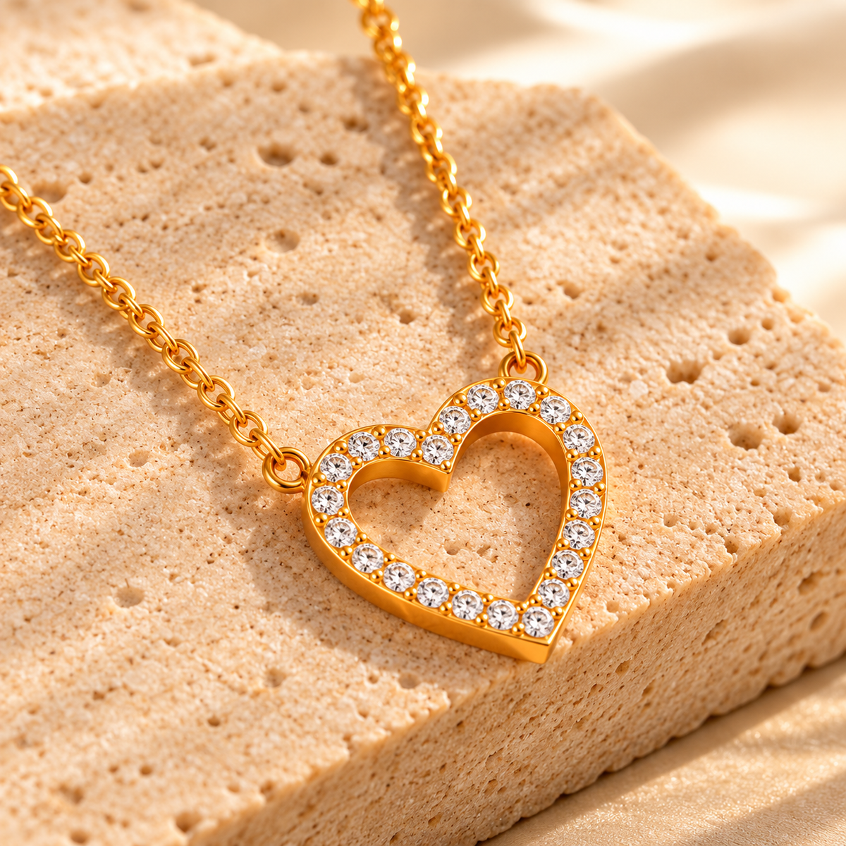 Crystal Heart Outline Necklace