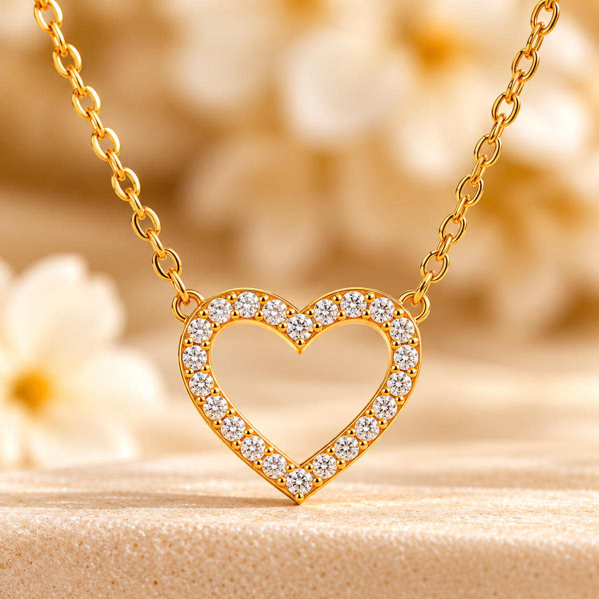 Crystal Heart Outline Necklace