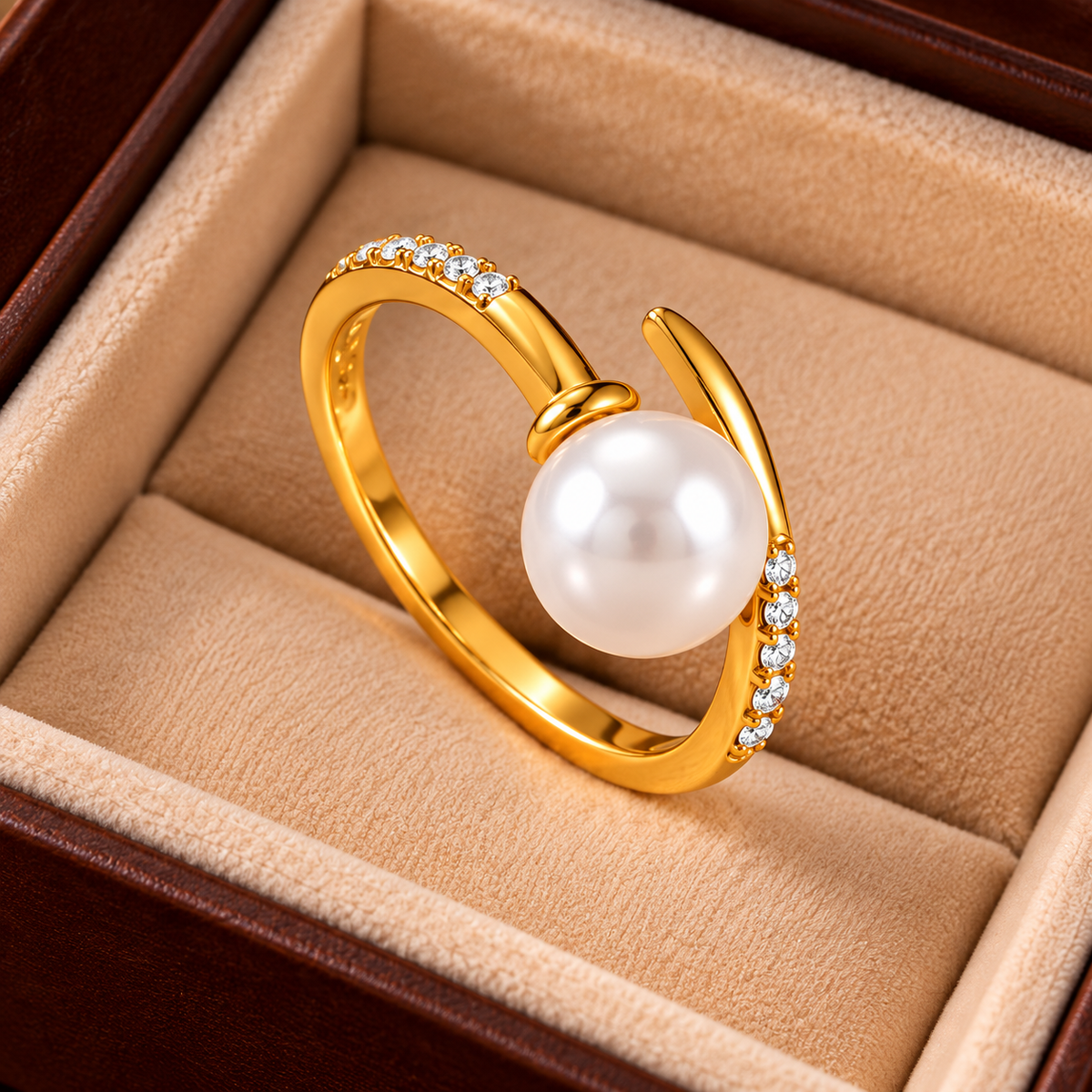 Luna Pearl Curve Ring