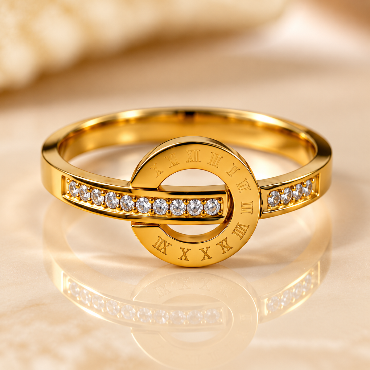 Roman Numeral Halo Ring