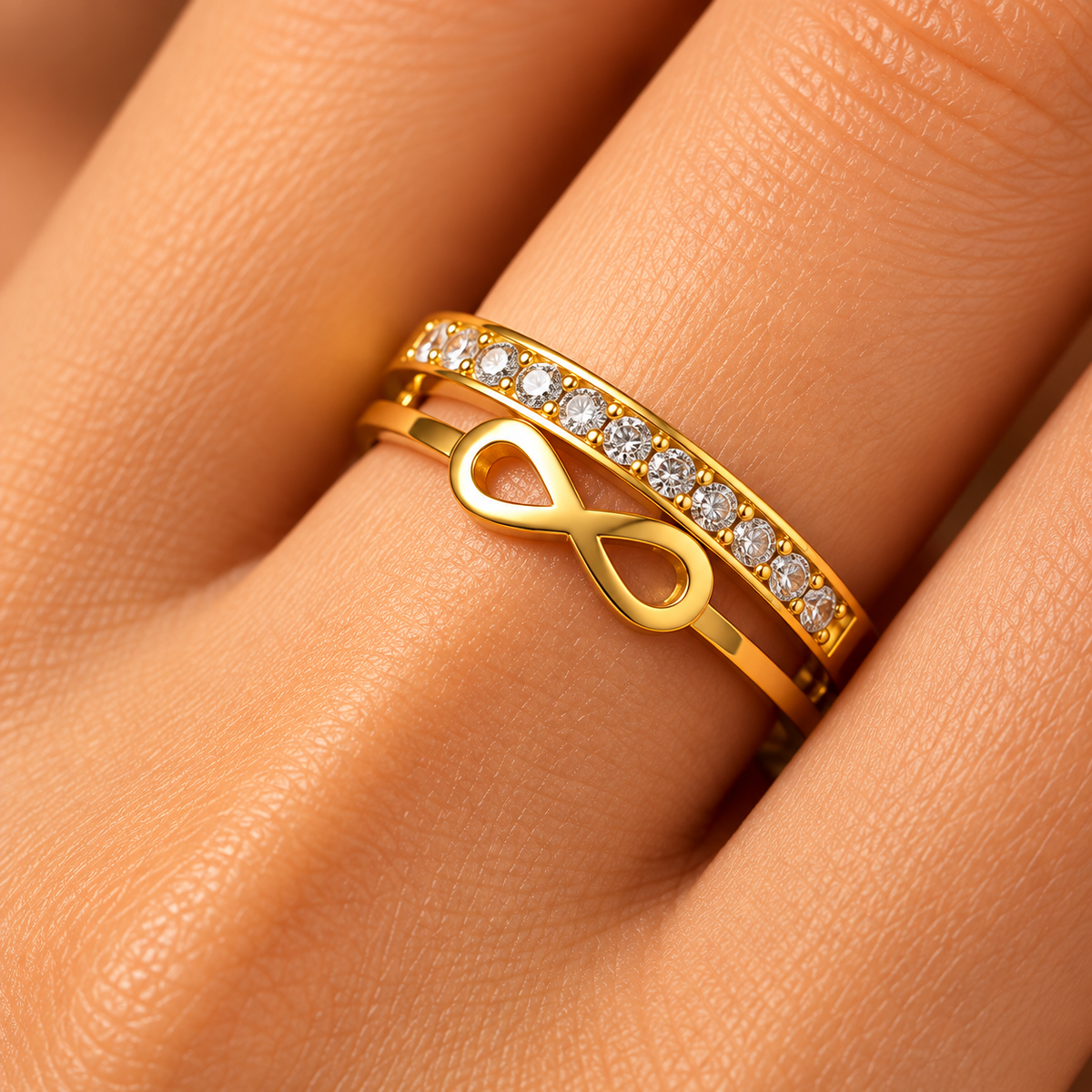 Infinity Pave Double-Band Ring