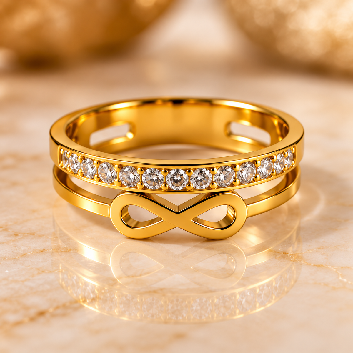 Infinity Pave Double-Band Ring