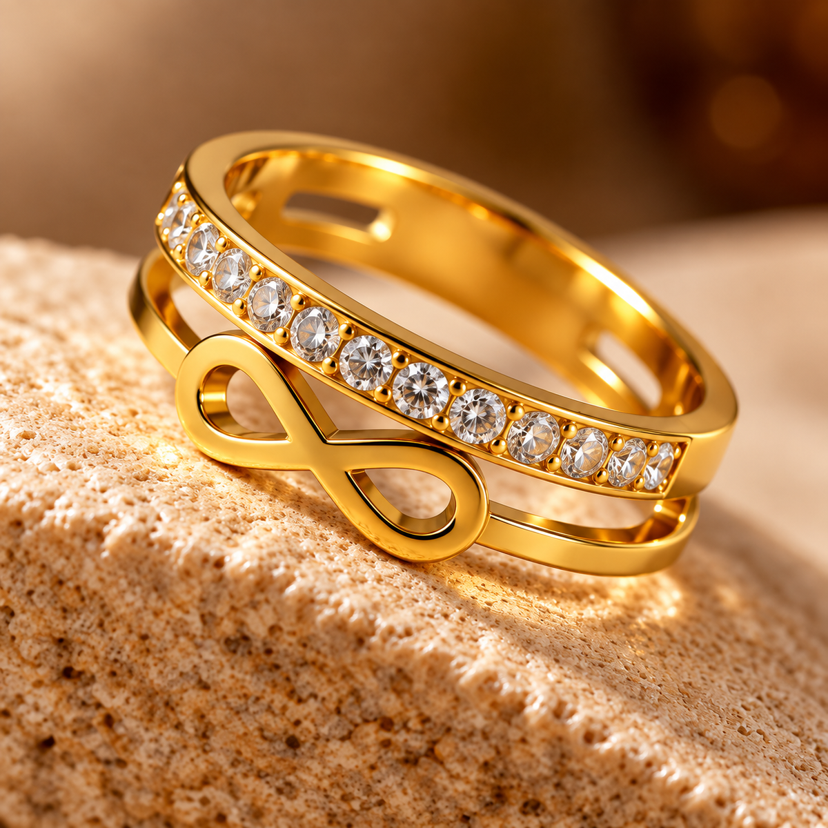 Infinity Pave Double-Band Ring