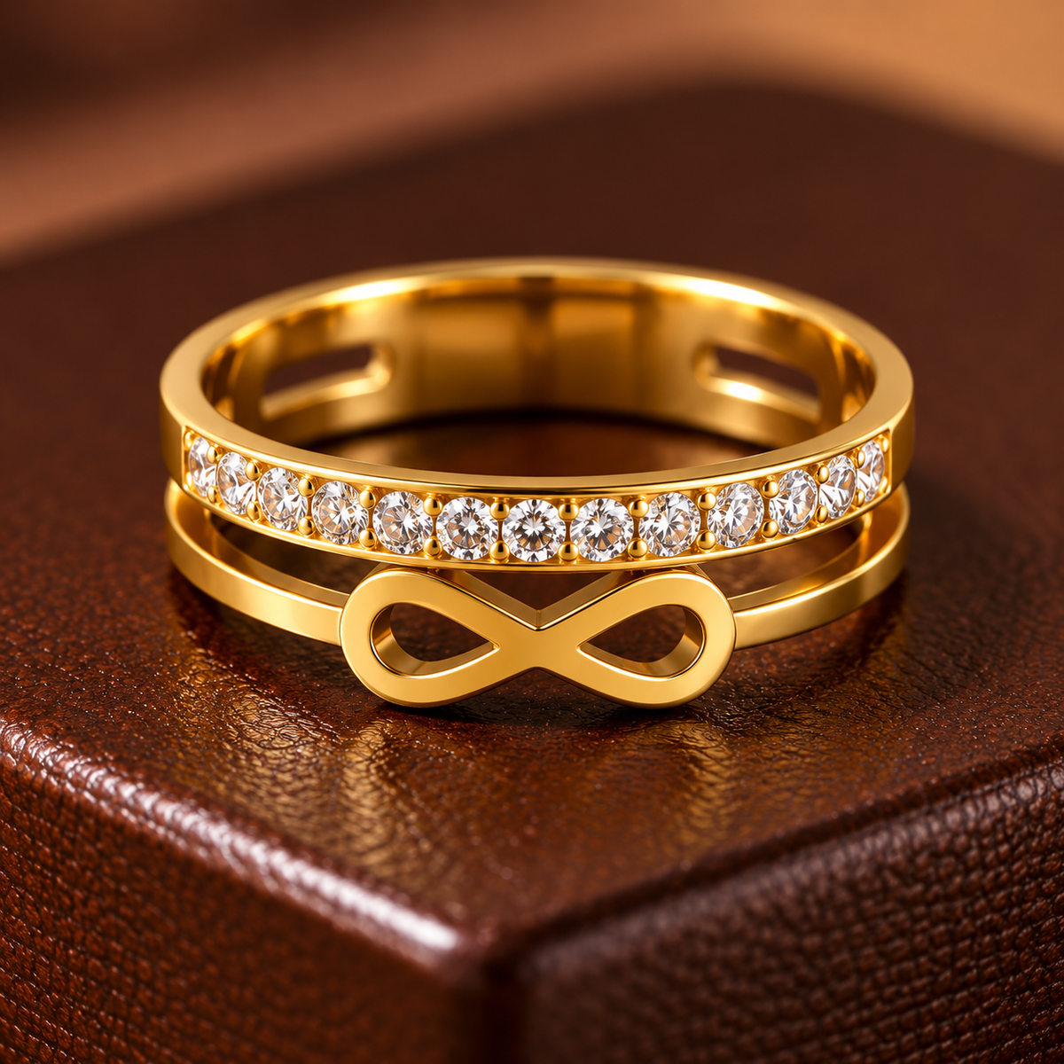 Infinity Pave Double-Band Ring