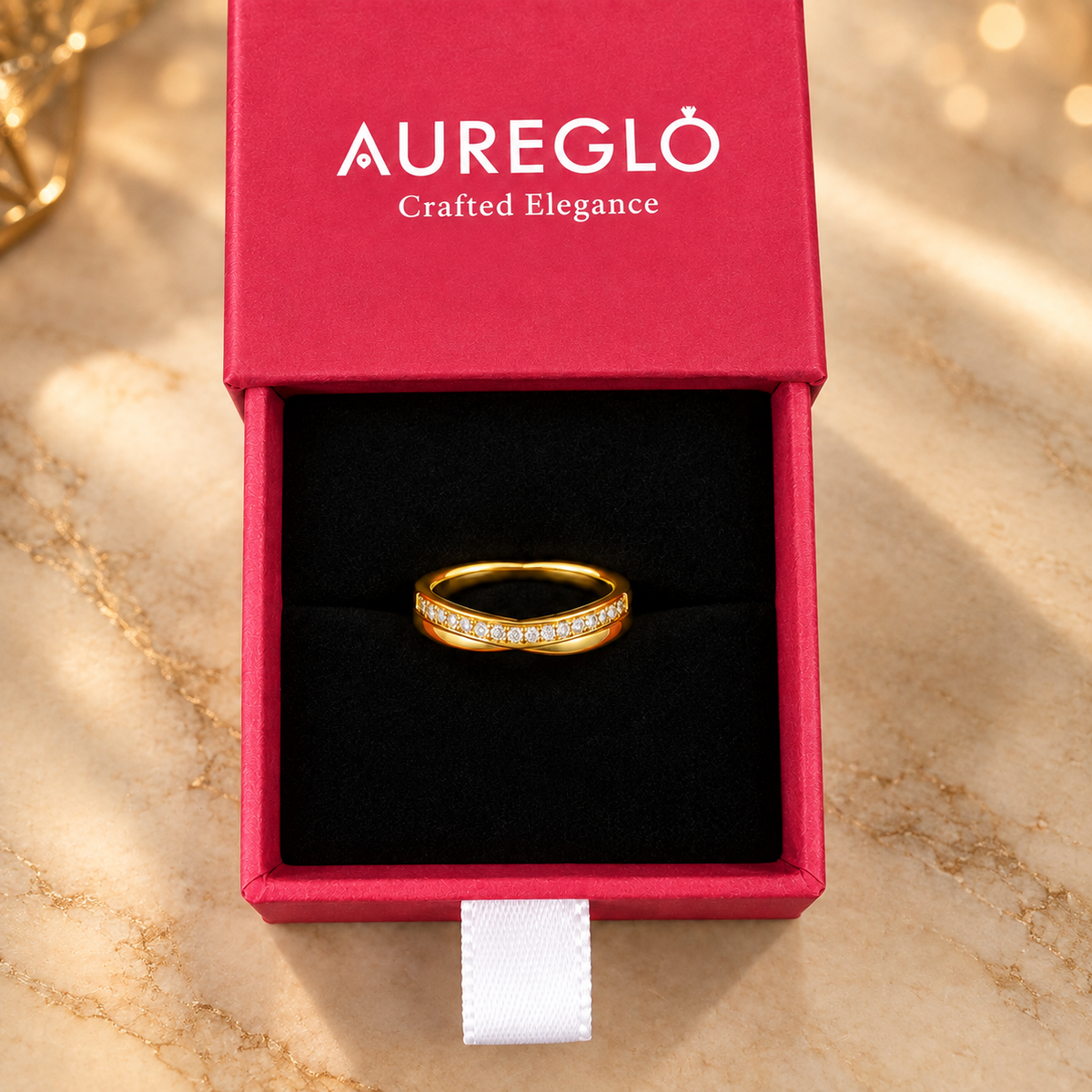 Lustre Crossing Zircon Ring