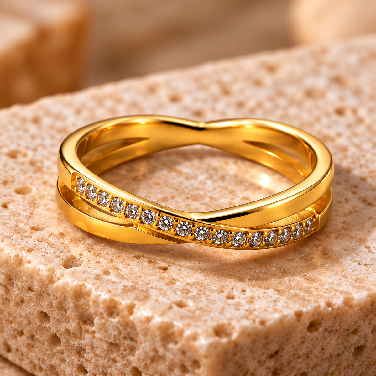 Lustre Crossing Zircon Ring