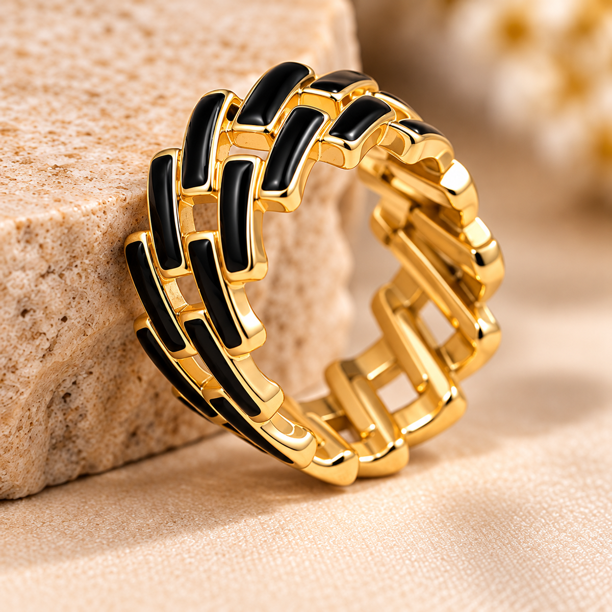 Noir Mosaic Link Ring
