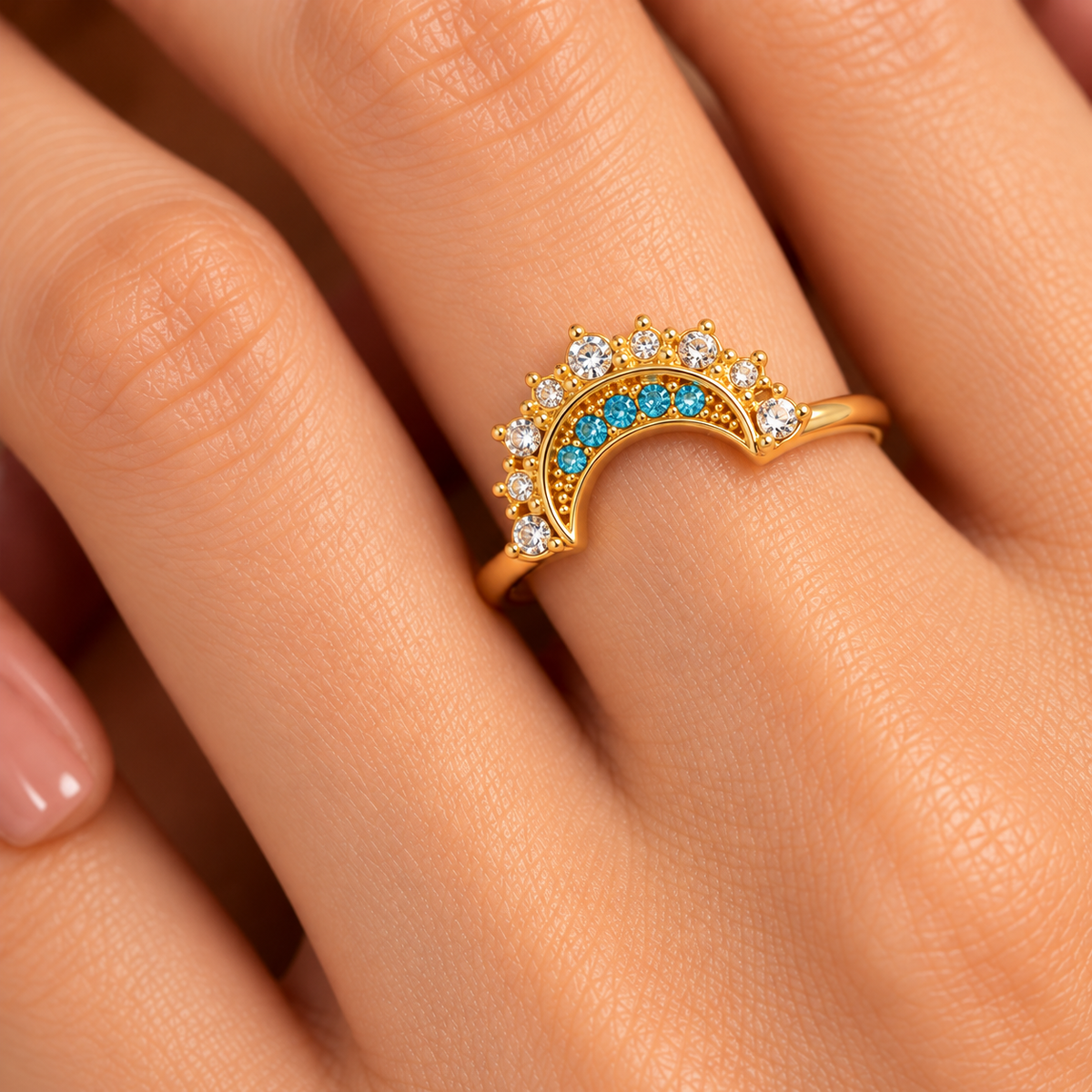 Arc-en-Ciel Azure Crown Ring