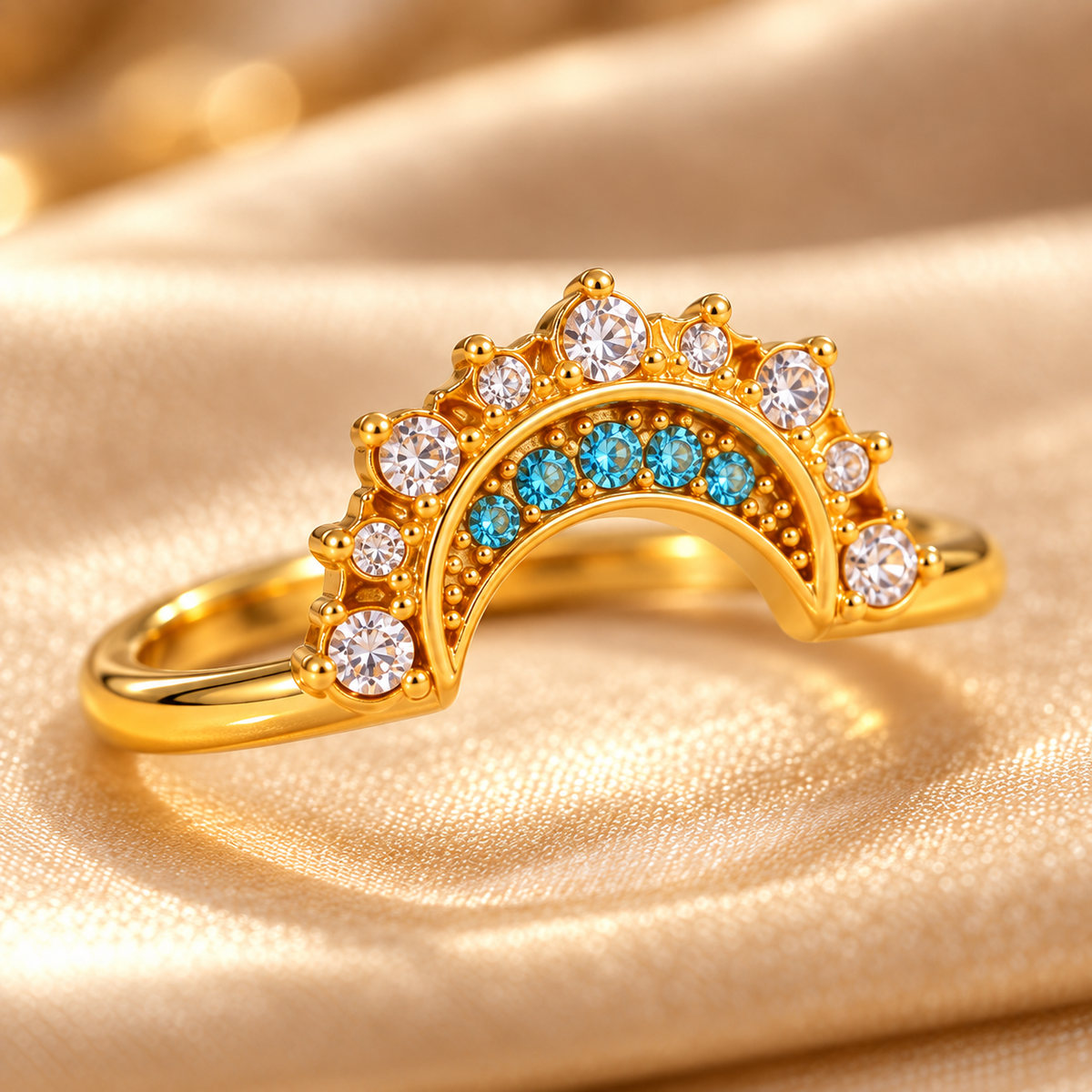 Arc-en-Ciel Azure Crown Ring