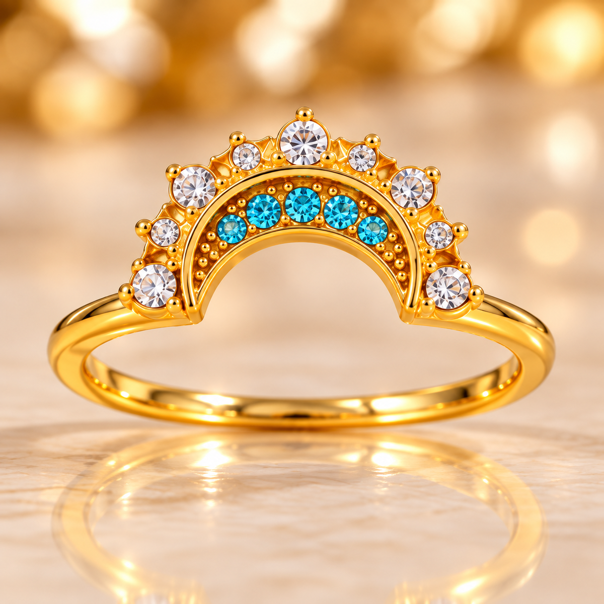 Arc-en-Ciel Azure Crown Ring