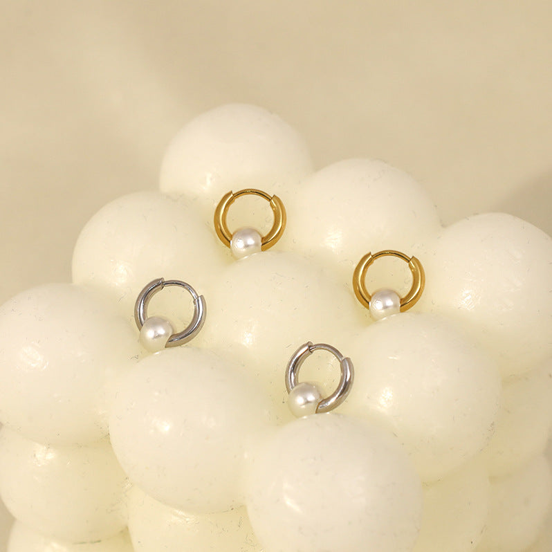 Luna Pearl Mini Hoops