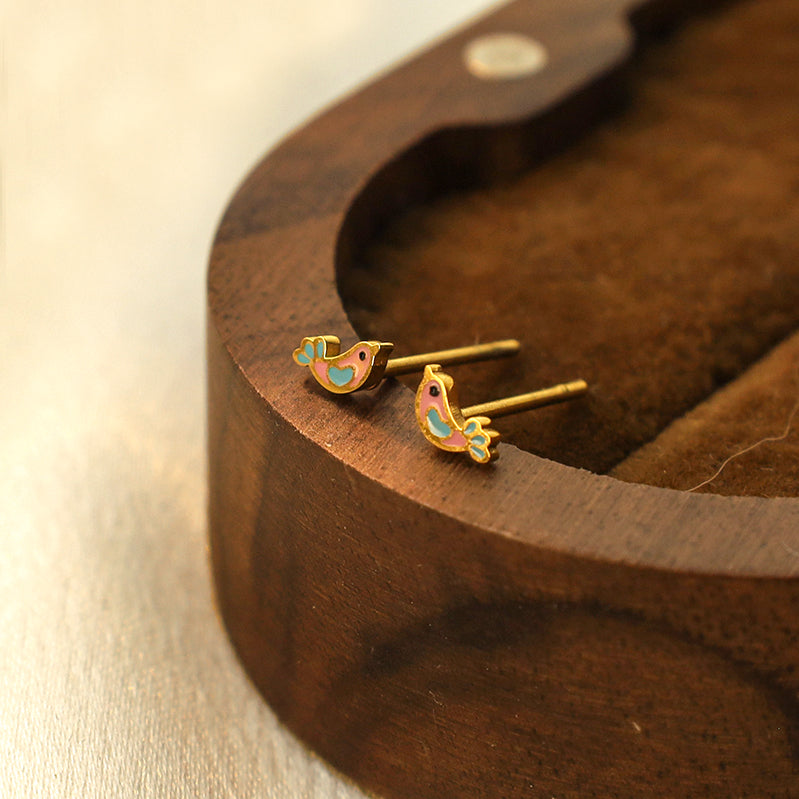 Piccolo Enamel Bird Studs
