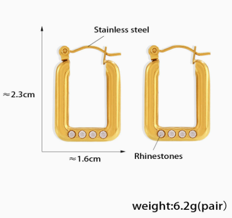 Elan Rectangular Crystal Hoops