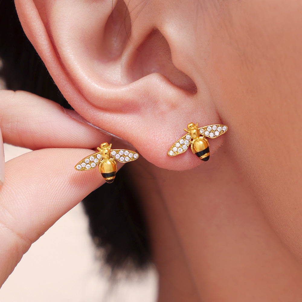 Apis Crystal Bee Studs