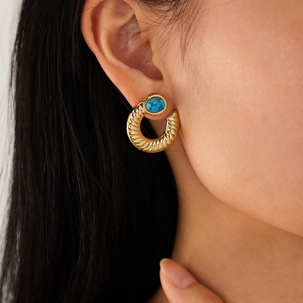 Azura Turquoise Crescent Studs