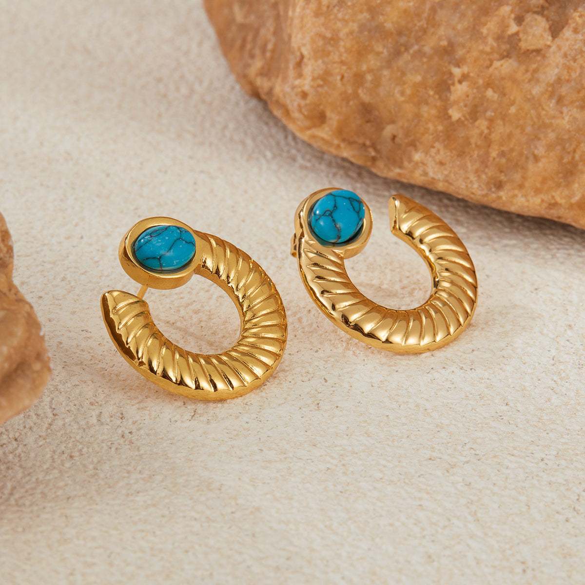 Azura Turquoise Crescent Studs