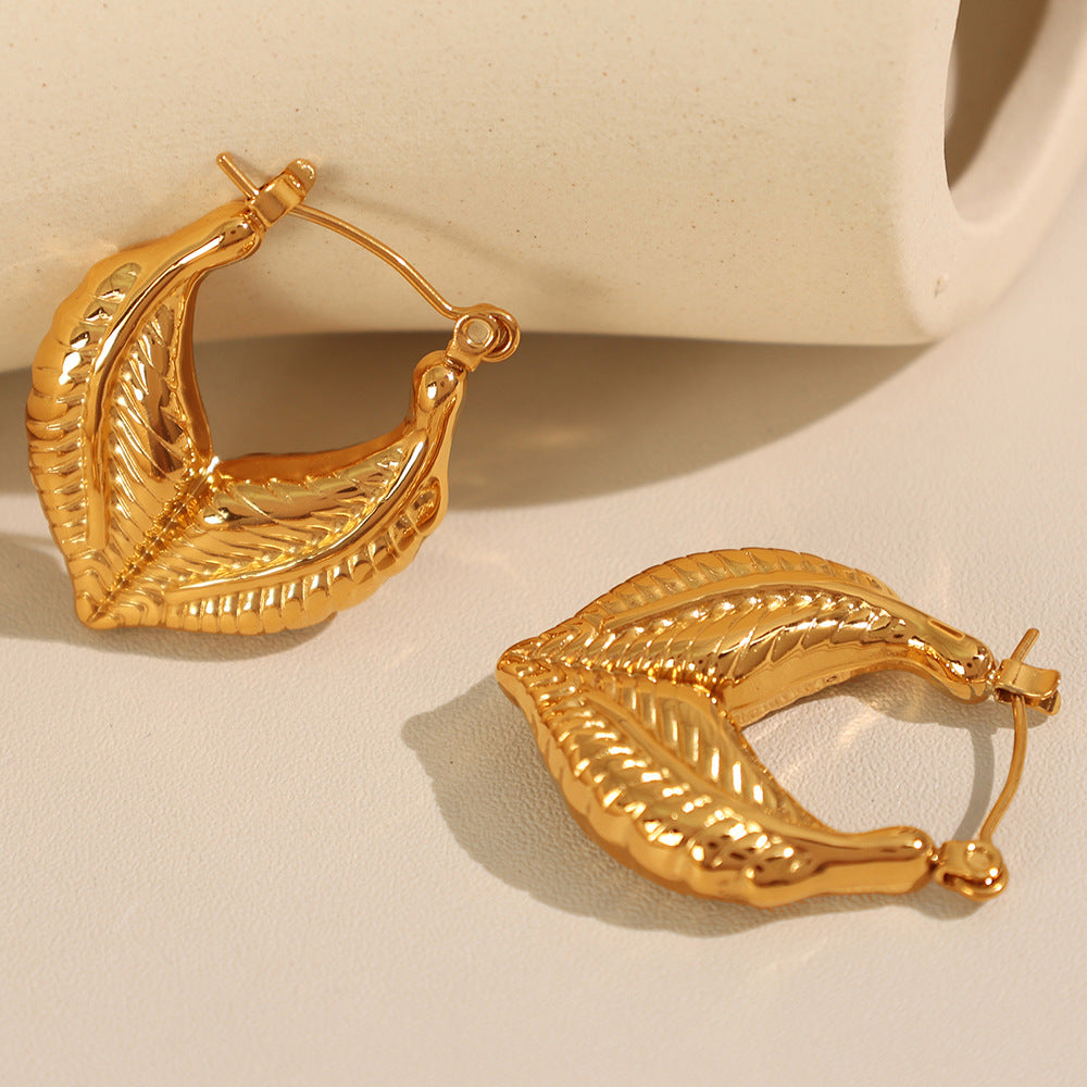 Laurier Sculpted Leaf Hoops