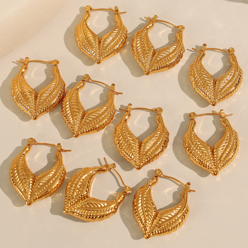 Laurier Sculpted Leaf Hoops