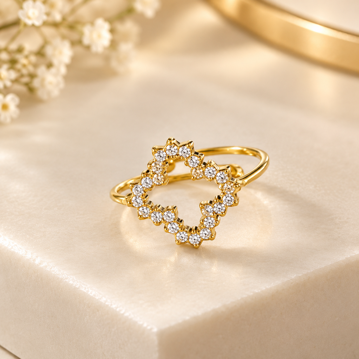 Quatrefoil Pavé Open Ring