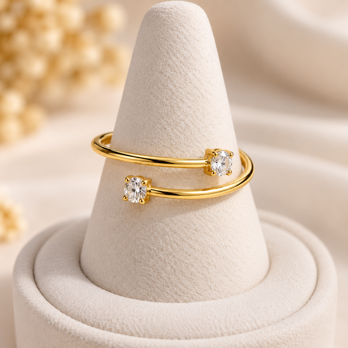 Twin Solitaire Bypass Ring