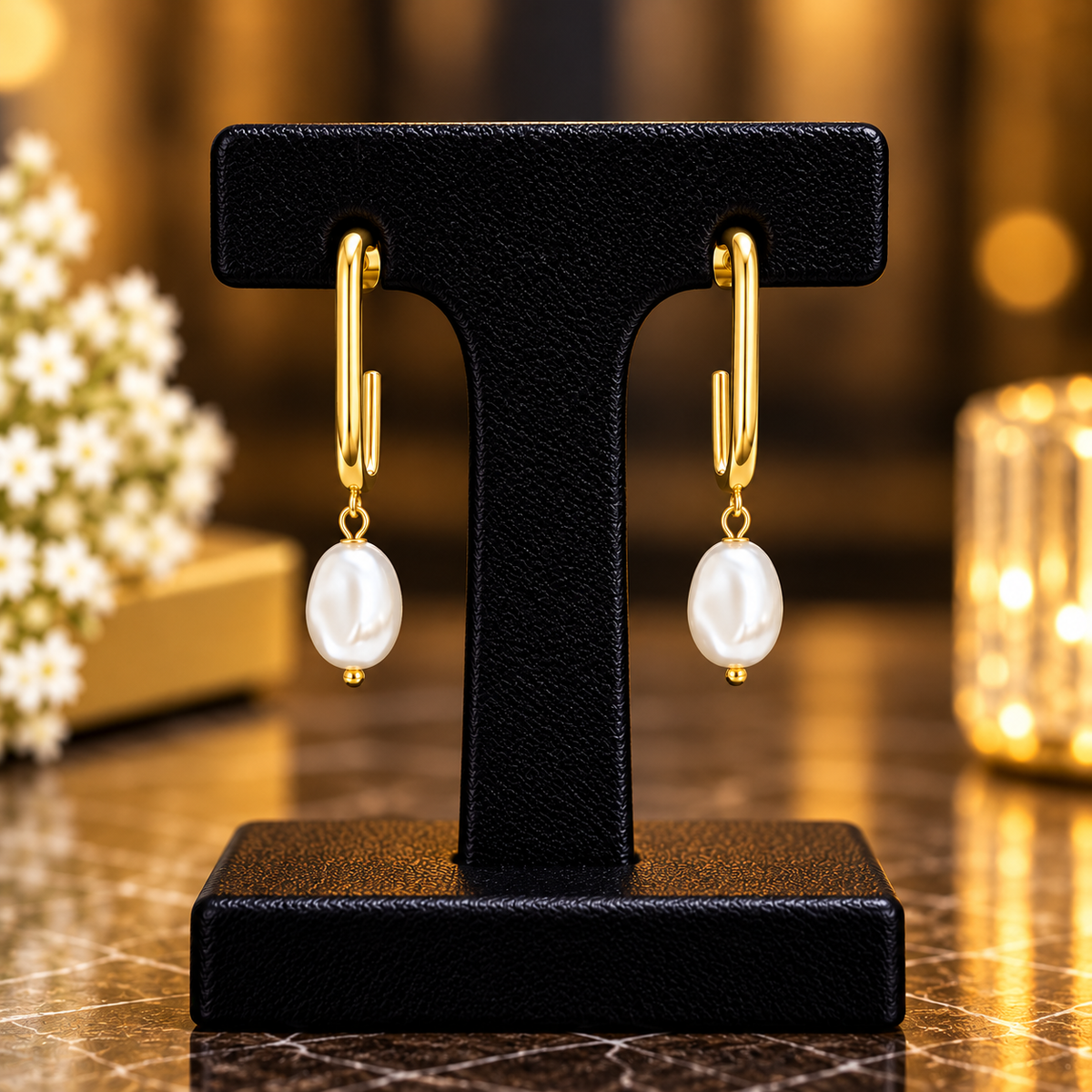 Pearl Drop Paperclip Earrings