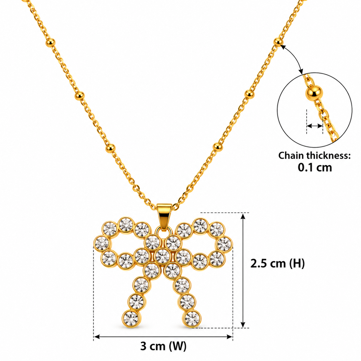 Crystal Bow Pendant Necklace
