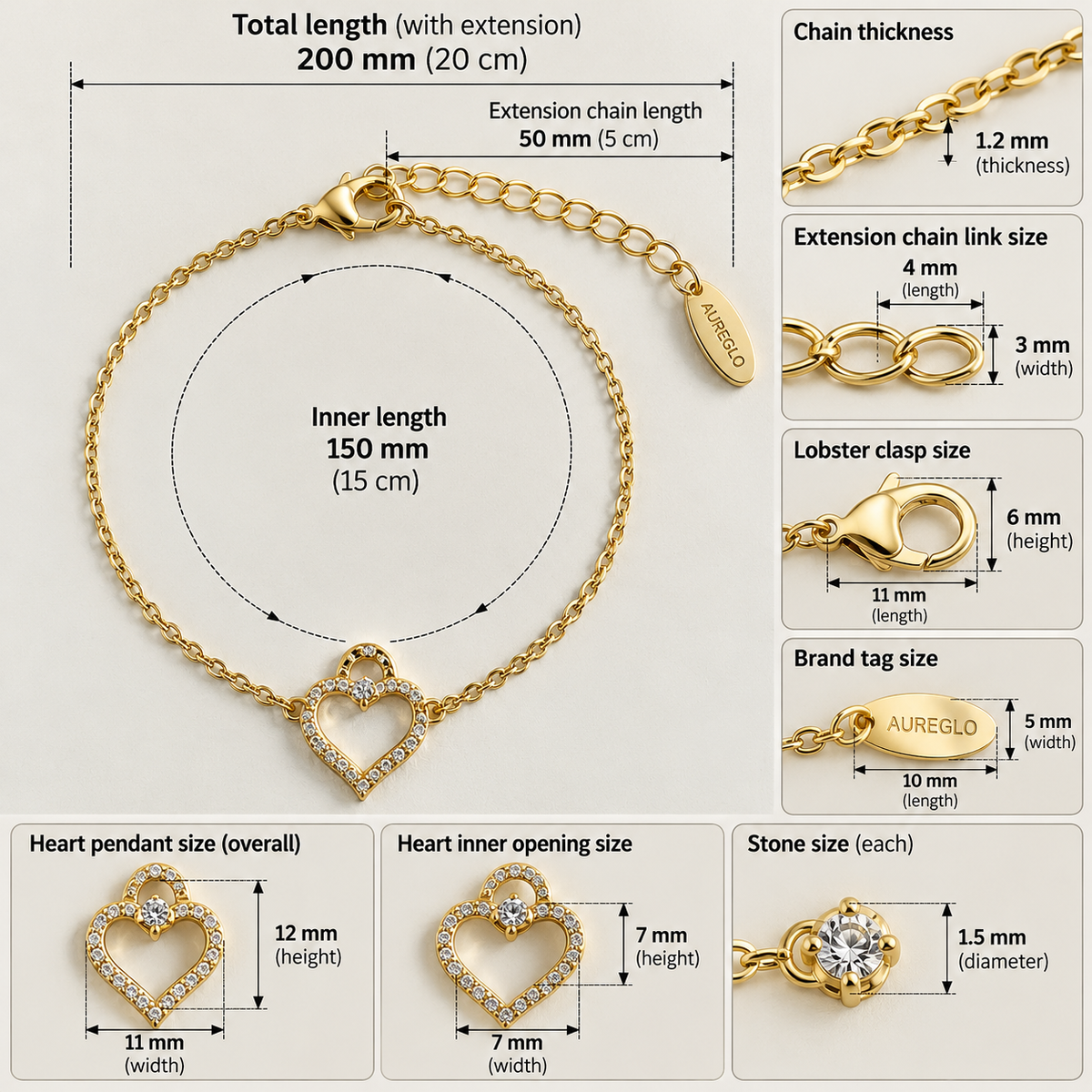 Sparkle Heart Charm Bracelet