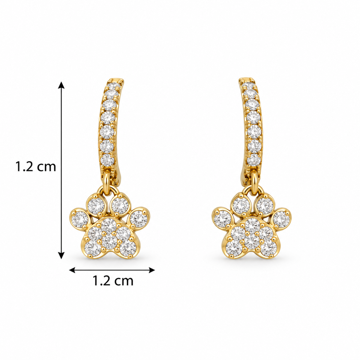 Pavé Paw Huggie Drop Earrings